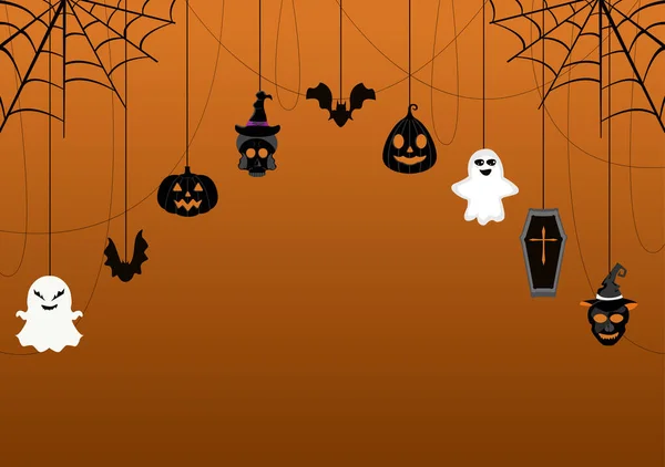 Halloween Night Party Background Landing Page Illustration Witch Haunted House — Διανυσματικό Αρχείο