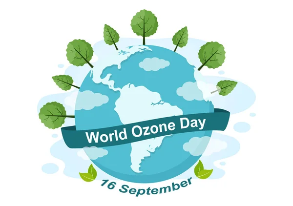 Dia Mundial Ozônio Comemorado Cada Setembro Para Aumentar Conscientização Pública —  Vetores de Stock