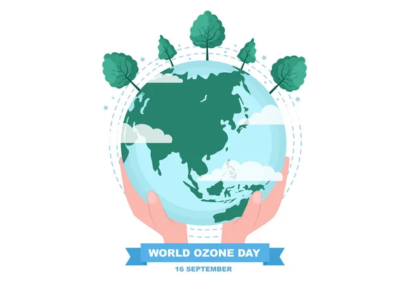 Der Welttag Der Ozonschicht Wird Jedes Jahr September Begangen Die — Stockvektor