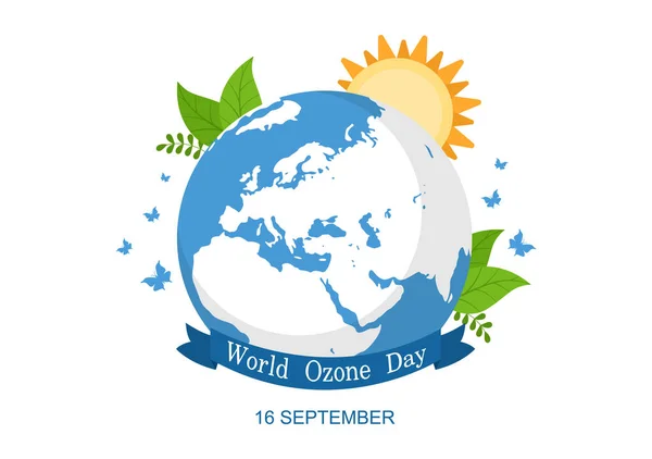 Der Welttag Der Ozonschicht Wird Jedes Jahr September Begangen Die — Stockvektor