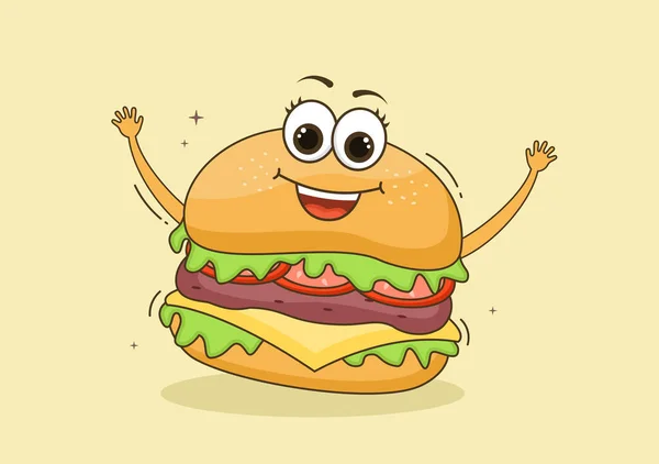 Cute Burger Fast Food Background Vector Illustration Refreshing Ingredients Tasty — Stock Vector