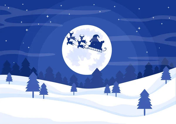 Paisagem Inverno Natal Ano Novo Vector Ilustração Com Uma Vista —  Vetores de Stock