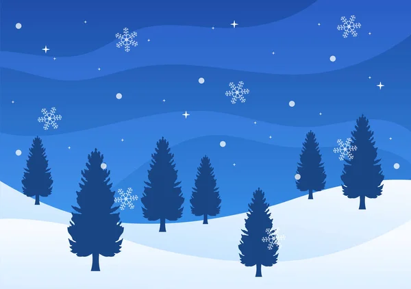 Χριστουγεννιάτικο Χειμερινό Τοπίο Και Νέο Έτος Ιστορικό Διάνυσμα Εικονογράφηση Θέα — Διανυσματικό Αρχείο