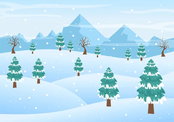 Paisaje Invierno Navidad Año Nuevo Fondo Vector Ilustración Con Una — Vector de stock