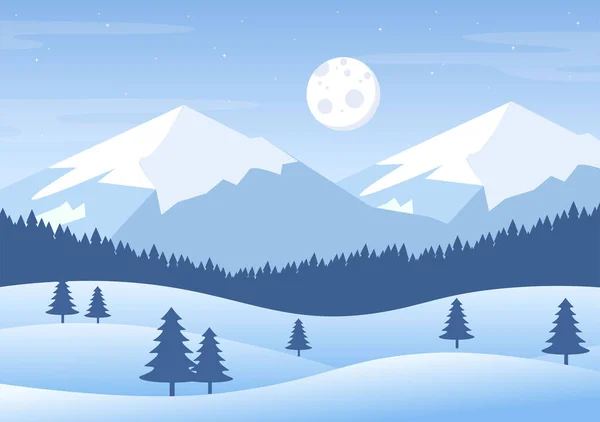 Noel Kış Manzarası Yeni Yıl Arkaplan Vektör Llüzyonu Düşen Beyaz — Stok Vektör