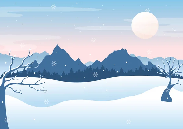 Paysage Hiver Noël Illustration Vecteur Fond Nouvel Avec Une Vue — Image vectorielle