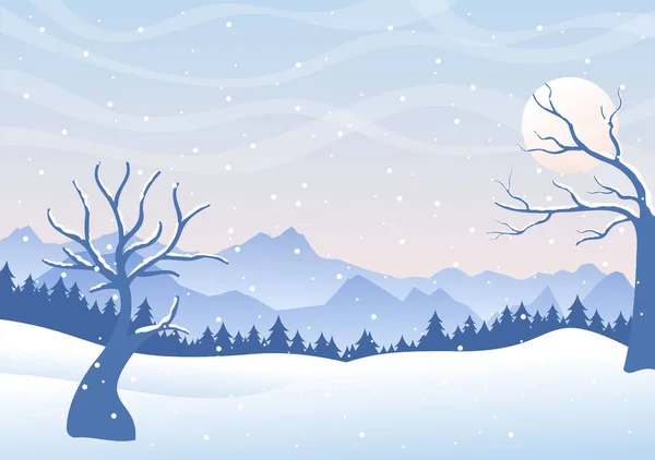 Weihnachten Winterlandschaft Und Neujahr Hintergrund Vektor Illustration Mit Blick Auf — Stockvektor