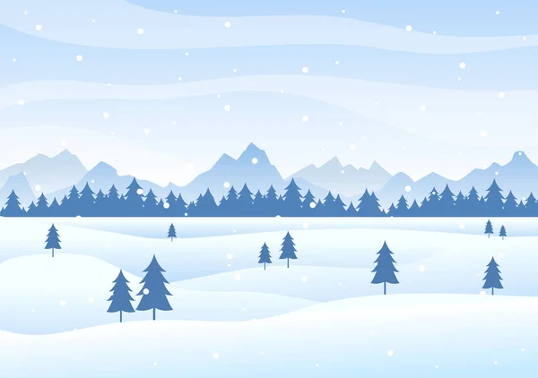 圣诞冬季风景与新年背景矢量图景 浅谈雪崩 山体扁平的设计 — 图库矢量图片