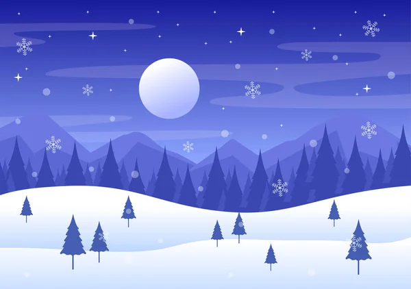 Boże Narodzenie Zima Krajobraz Nowy Rok Tło Wektor Ilustracja Widokiem — Wektor stockowy