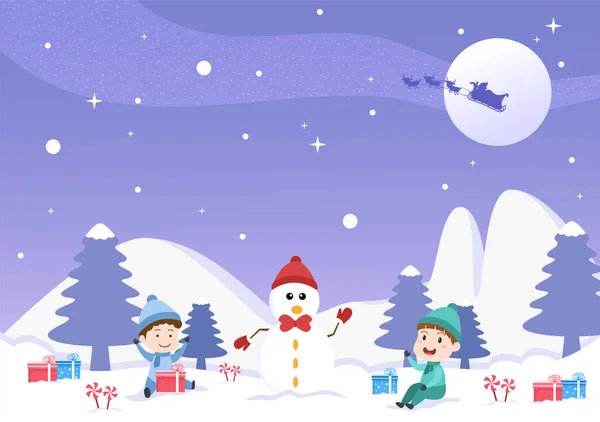 Frohe Weihnachten Cute Cartoon Santa Claus Hintergrund Vektor Illustration Und — Stockvektor