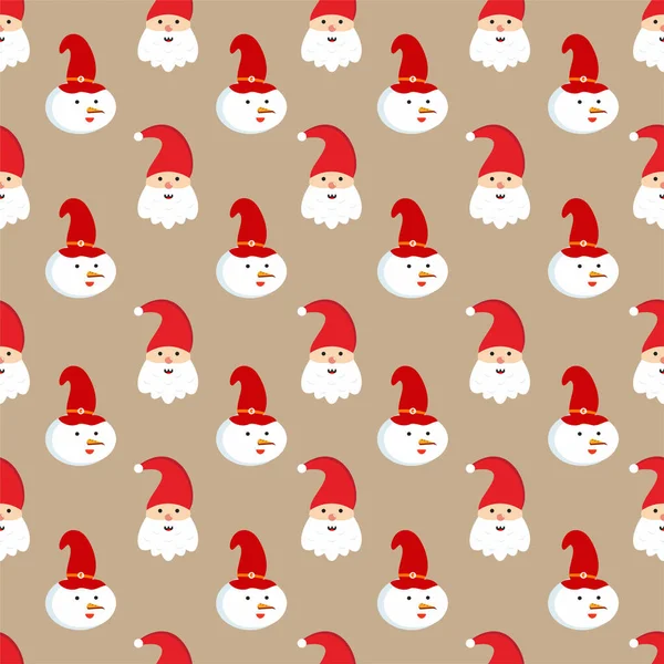 圣诞背景无缝隙图案 圣诞老人 雪人和登陆纸 壁纸或装饰品 — 图库矢量图片