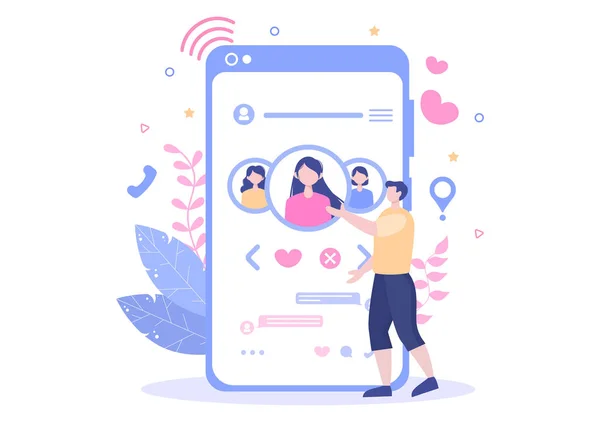 Namoro App Para Casal Com Masculino Feminino Smartphone Match Tornar — Vetor de Stock