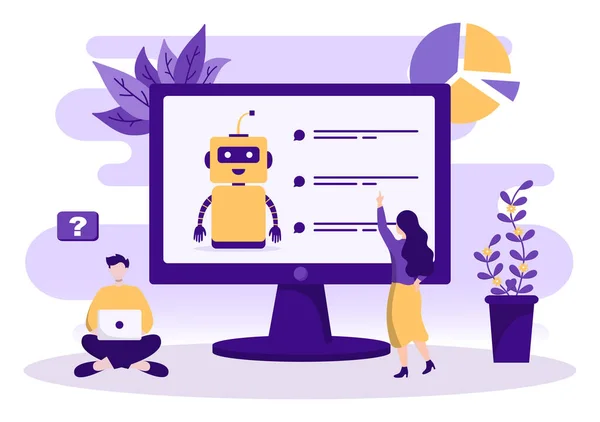 Robot Virtual Assistance Lub Ilustracja Wektora Tła Chatbot Rozmowa Smartfonami — Wektor stockowy