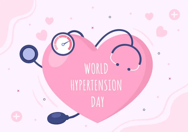 Ilustração Vetor Dia Mundial Hipertensão Comemorada Cada Maio Para Sintomas —  Vetores de Stock