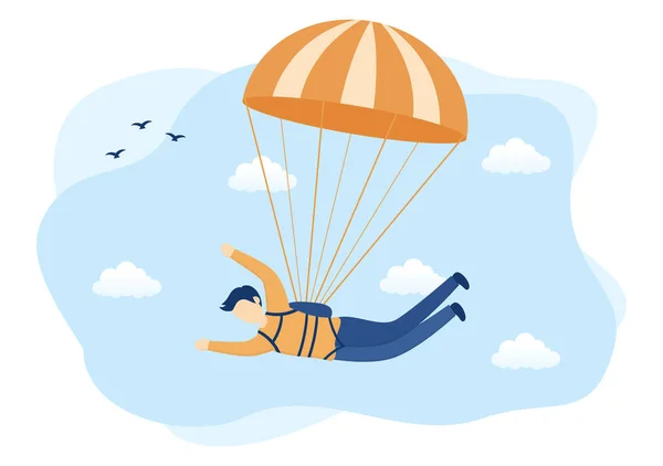Skydive Paraşütle Atlama Yüksek Atlama Ile Yapılan Bir Tür Açık — Stok Vektör
