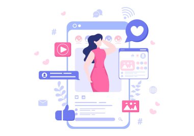 Etkilenen Blogger İçerik Oluşturucu Sosyal Ağ Paylaşımcı Anları Arkaplanı veya İzleyiciler İçin Poster ve Web Tasarım Şablonu Resimlerinde Kullanılabilir