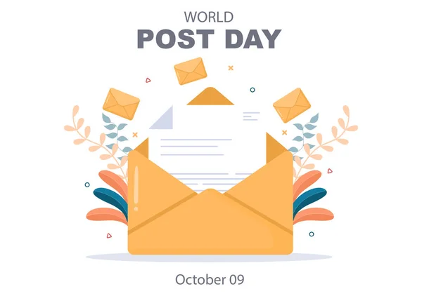 World Post Day Background Que Comemorado Outubro Com Caixa Correio — Vetor de Stock