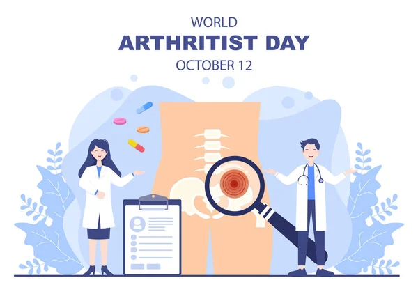 Dünya Artrit Günü Arkaplanı Ekim Kutlanıyor Tıbbi Tedavi Romatizması Osteoartrit — Stok Vektör