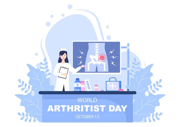 stock vector World arthritis day Background Which is Celebrated on October 12. Medical Treat Rheumatism, Osteoarthritis, X Ray Scan and Bone Health for Poster Vector Illustration