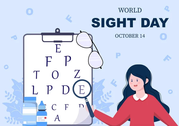 毎年開催される世界視力デーの背景ベクトルイラストでは 視覚障害の有無を確認することができます — ストックベクタ