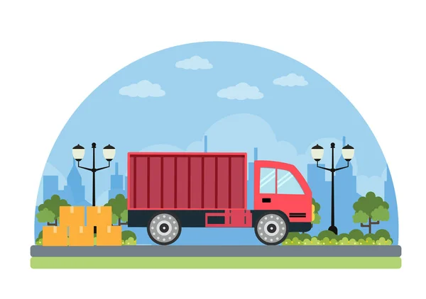 Cargo Shipping Container Logistics Delivery Mit Dem Konzept Der Güterbeförderung — Stockvektor