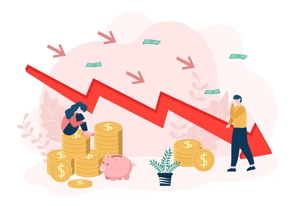 Perdita Business Portare Fallimento Problemi Economici Rimborso Dei Prestiti Fallimento — Vettoriale Stock