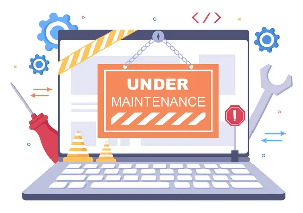 Software System Maintenance Vector Illustration Error Website Development Update Webpages — Stock Vector