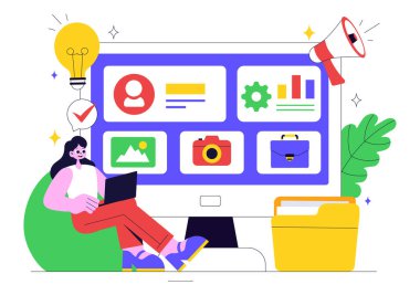 Profil Bilgileri, Özgeçmişi ve Özgeçmiş Geliştirme Konseptiyle Kişisel Portföy Vektör İllüstrasyonu