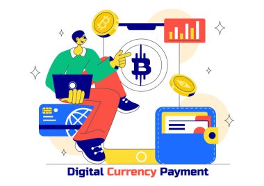Digital Currency Payment Vector Illustration Featuring Successful Money Transaction and Online Mobile Banking for Digital Shopping in a Background
