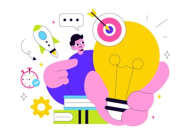 Office Workers Demonstrating Soft Skills Vector Illustration Such as Empathy, Communication, Idea Development, Teamwork, and Professional Growth