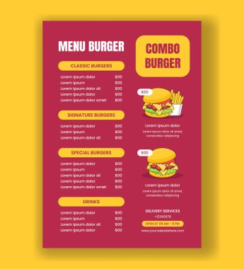 Menü Tasarımı Burger Düz Çizim El Çizim Arkaplanı
