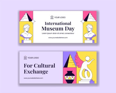 Uluslararası Müze Günü Çizgi Film El Sosyal Medya Sancağının Arkaplanını Çizdi