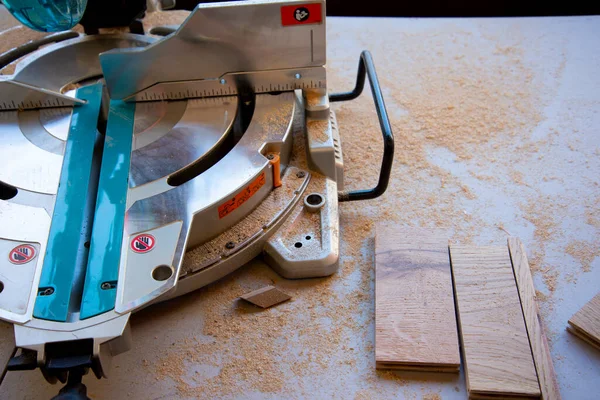 Industrial Miter Saw Floor — Stock Photo, Image