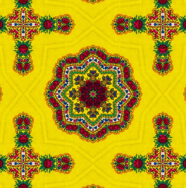 Bright yellow Ethnic pattern. — Stock Photo, Image