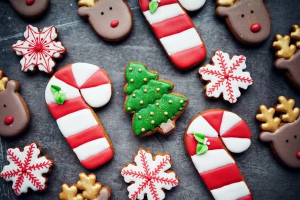 Baked Traditional Christmas Homemade Gingerbread Cookies — Stock Photo, Image