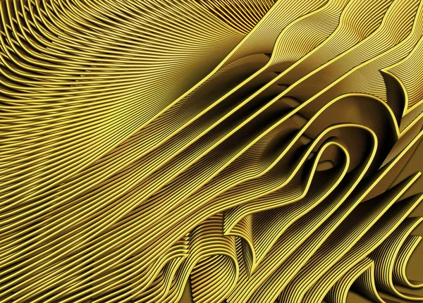Abstrakt Komposition Med Gyllene Linjer Visuell Effekt Equalizer Rendering — Stockfoto