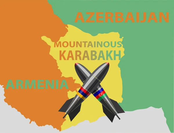 Mapa República Armenia Azerbaiyán Nagorno Karabaj Encuentra Entre Ellos Texto — Foto de Stock