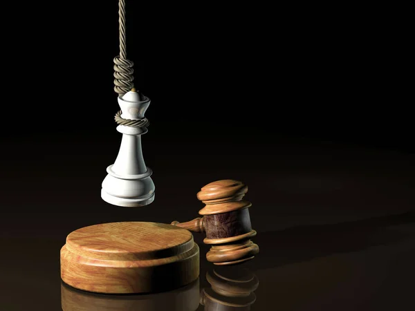 King Hanged Rope Hammer Justice Rendering — Stock Photo, Image