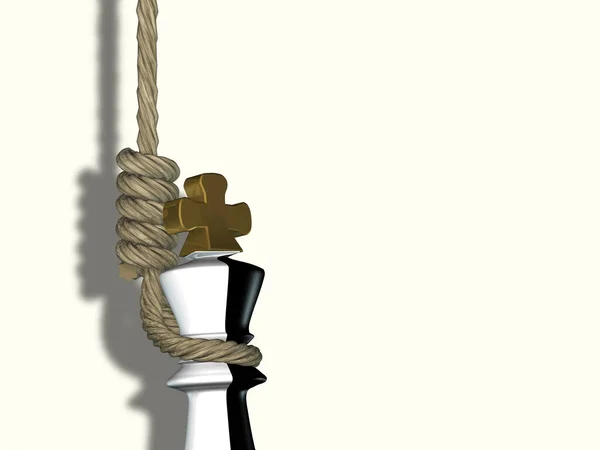 Black White King Hung Rope Hammer Justice White Background Rendering — Stock Photo, Image