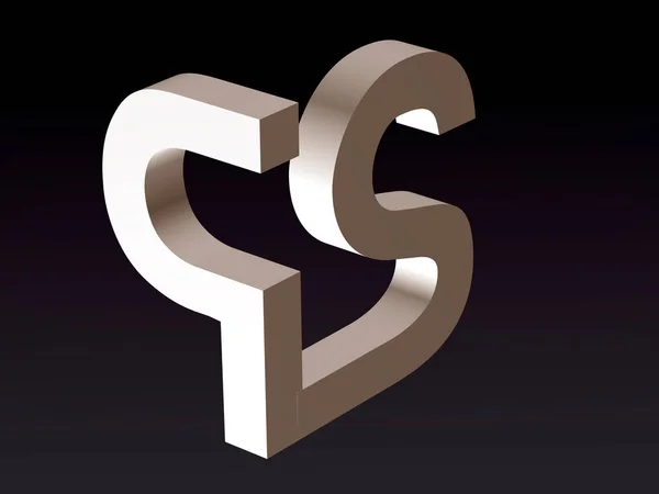字母P和S 3D渲染字体的字体组合样式化 — 图库照片