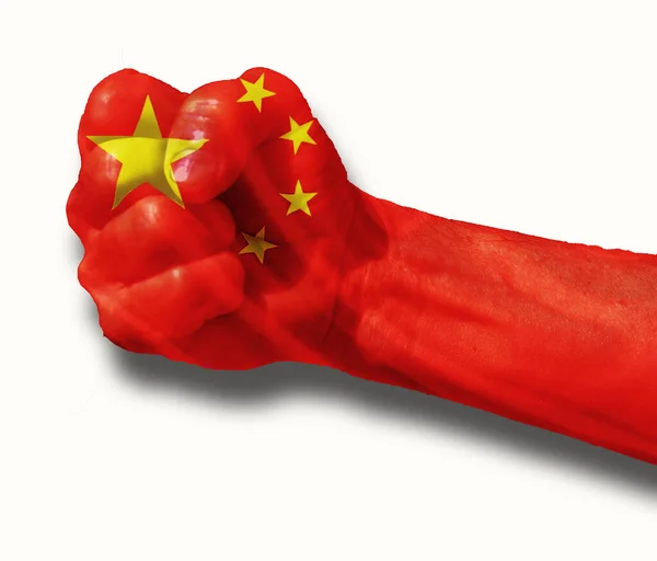 Clenched Fist Texture Chinese Flag — Stock Photo, Image