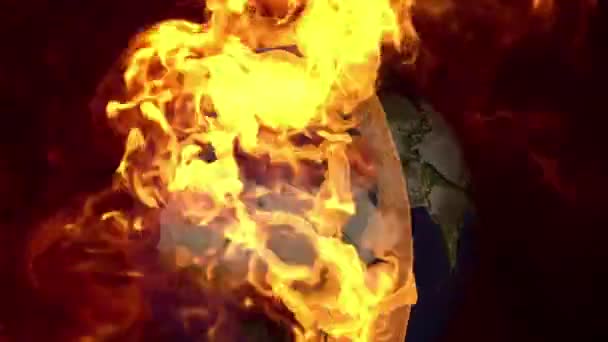 Апокалипсис Конец Света Горящая Планета Земля Рендеринг — стоковое видео
