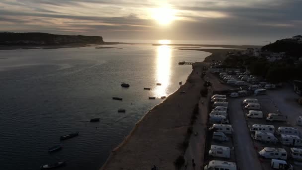 Lagoa Obidos Portekiz — Stok video