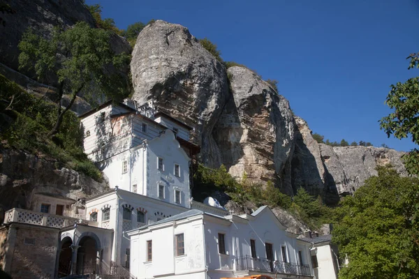 Monasterio Santa Dormición Roca Bakhchisarai Crimea Concepto Viaje Imagen de archivo