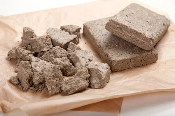 Halva Briquettes Large Pieces Lies Craft Paper — Stock Photo, Image
