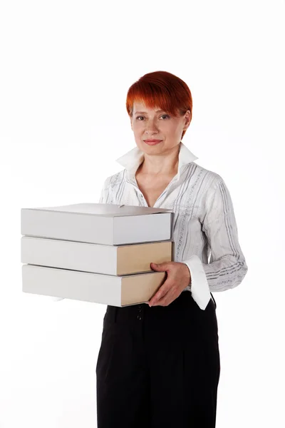 Vrouw met mappen van office — Stockfoto