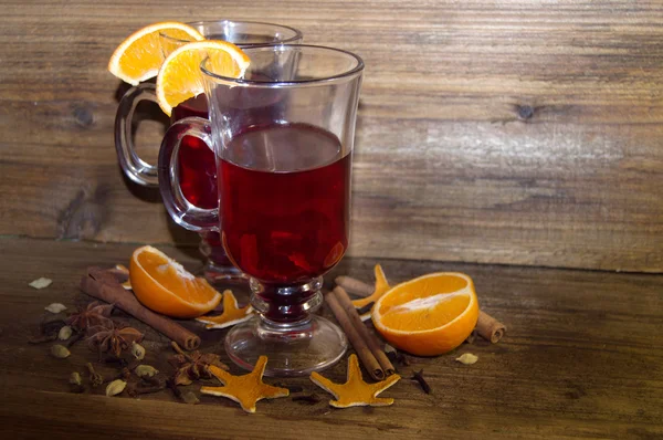 Hot wine with spices for winter