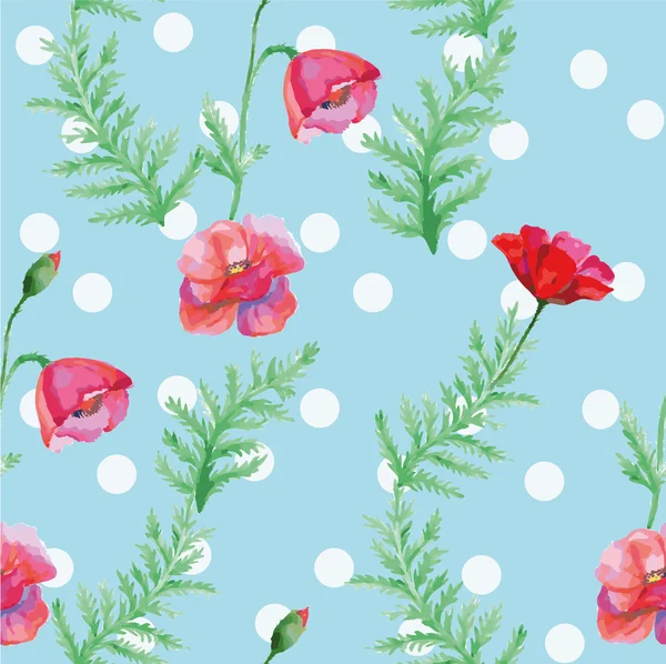 Seamless pattern with poppies — Stock Vector