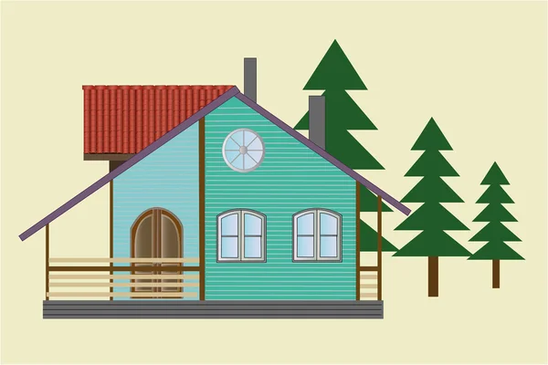 Vettore casa in legno — Vettoriale Stock