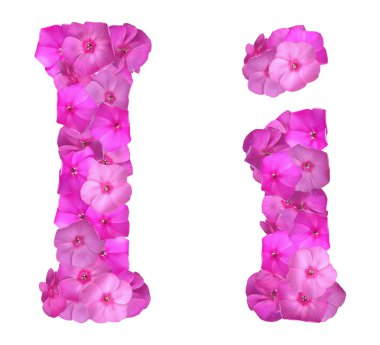 pembe çiçeklerden oluşan alfabenin harfleri